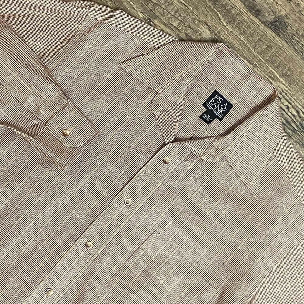 Jos. A.Bank Men's Medium Dress Shirt Houndstooth Preppy Officecore Quiet Luxury - Picture 2 of 10